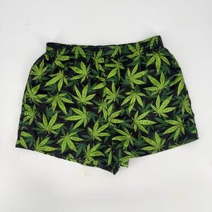 Disguise Black Shorts with Green Leaf Pattern